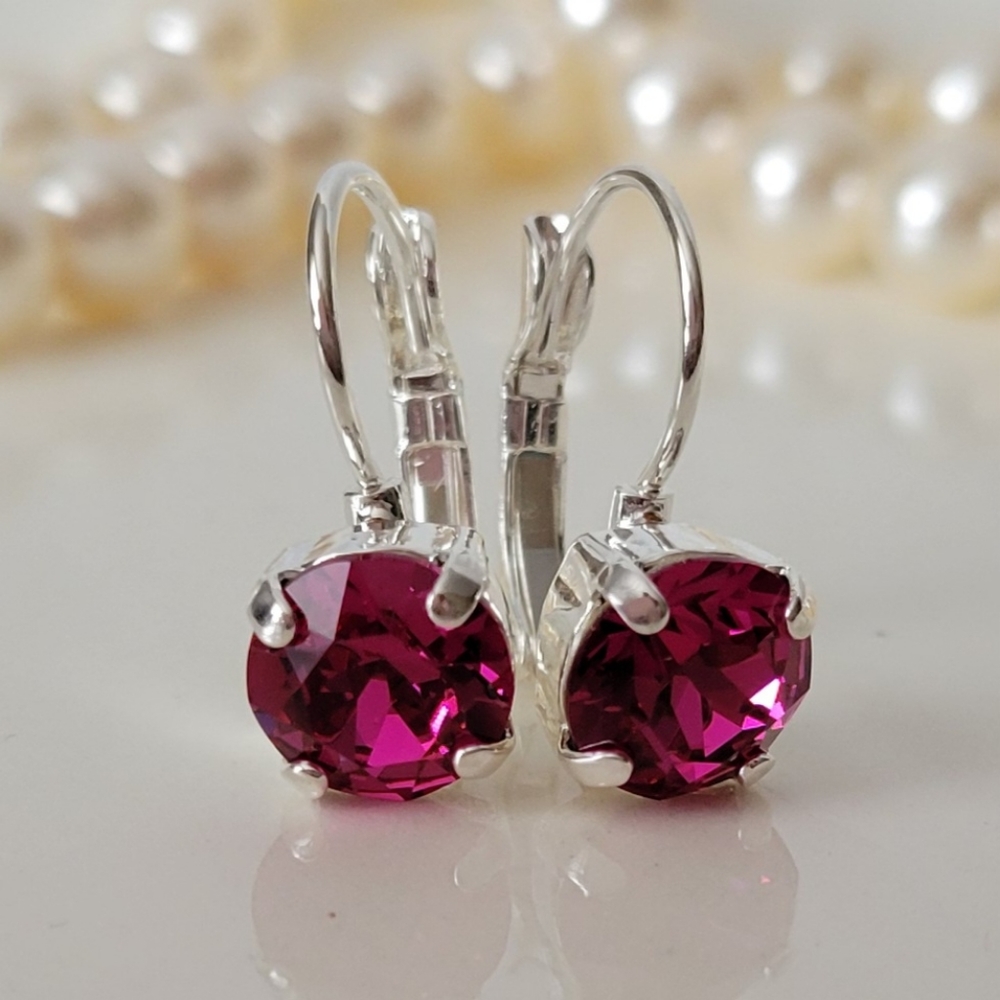 Austrian Crystal Earrings in Shiny Silver